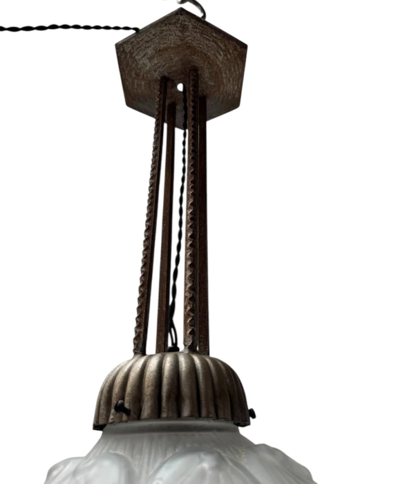 Art Deco Muller Frères Luneville Style Pendant Light, 1930s